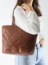Handtas Cabas Cuir Leder Vanessa bruno Bruin cabas cuir 84V40378-vue-porte