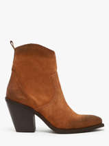 Enkellaarsjes Met Hak Tronchetti Texani Uit Leder Metisse Bruin women XD798