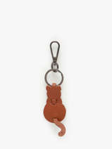 Sleutelhanger Kat Leder Milano Bruin caviar CA24125