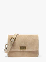 Cross Body Tas Velvet Leder Milano Beige velvet VE24115