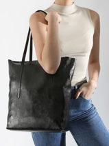 Schoudertas A4 Formaat Nine Leder Milano Zwart nine NI24111-vue-porte