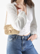 Crossbody Tas Nano Moon Raffia Fleuri Vanessa bruno Beige moon raphia 25V40326-vue-porte