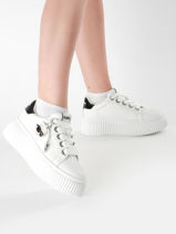 Sneakers Kreeper Low Nft Twin Uit Leder Karl lagerfeld Wit women KL42376T-vue-porte
