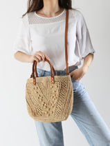 Schoudertas Raphia Gerard darel Beige raphia DBS67454-vue-porte