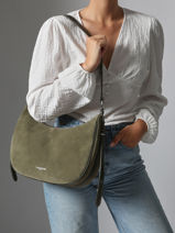 Schoudertas Suede Leder Lancaster Groen suede 82-vue-porte
