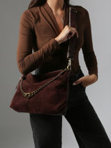 Cross Body Tas Vintage Leder Mila louise Bruin vintage 3822VC-vue-porte