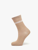 Damessokken Ttue Long Glitter Pieces Beige socks women 17162499