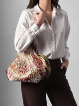 Longchamp Le pliage filet raphia Schoudertas Beige-vue-porte