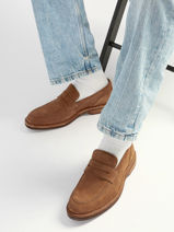 Mocassins Uit Leder Clarks Bruin men 26186450-vue-porte