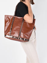Schoudertas Cabas Met Rits Leder Vanessa bruno Bruin cabas cuir 2V40409-vue-porte