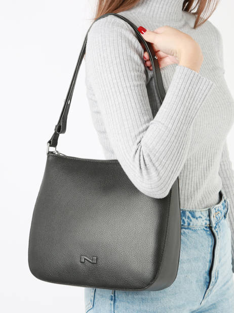 Schoudertas Lou Leder Nathan baume Zwart egee 5 ander zicht 1