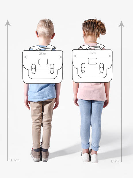 Boekentas Voor Kinderen 2 Compartimenten Cameleon Blauw vintage urban CA35 ander zicht 1