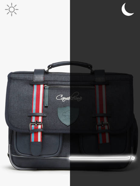 Boekentas Voor Kinderen 2 Compartimenten Cameleon Blauw vintage urban CA35 ander zicht 7
