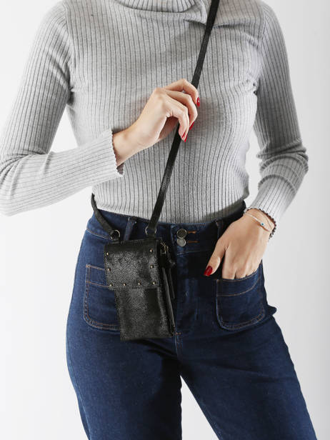 Cross Body Tas Nina Leder Pieces Zwart nina 17151399 ander zicht 1