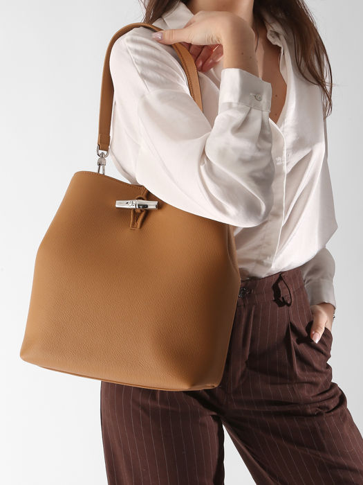 Longchamp Le roseau Schoudertas Bruin