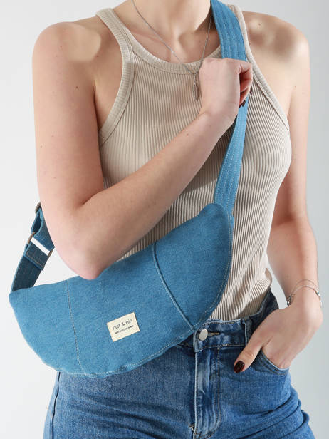Cross Body Tas Denim Katoen Nat et nin Blauw denim DE ander zicht 1