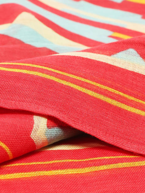 Sjaal Red Stripes Linnen 100x100cm Biba Veelkleurig accessoires RI257A ander zicht 1