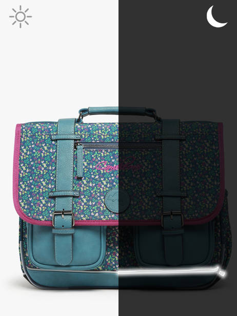 Boekentas 2 Compartimenten Cameleon Blauw vintage fantasy PBVGCA35 ander zicht 6