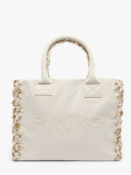 Schoudertas Logo Shopper Katoen Pinko Beige logo shopper A1X1