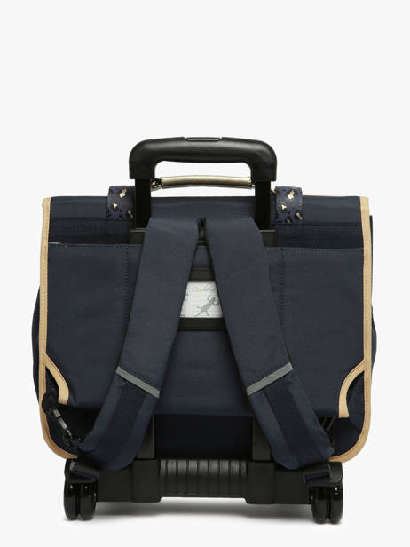 Boekentas Op Wieltjes Kinderen 2 Compartimenten Cameleon Blauw vintage fantasy CR38 ander zicht 4