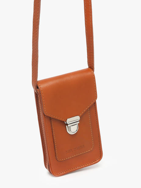 Telefoontas Leder Paul marius Bruin vintage TELEPHON ander zicht 1