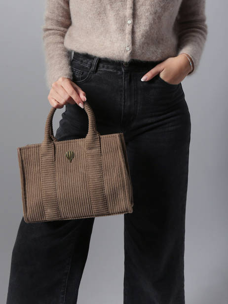 Schoudertas Velours Le voyage en panier Bruin velours AHP242 ander zicht 1