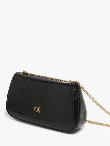 Cross Body Tas Croc Embossed Mono Calvin klein jeans Zwart croc embossed mono 4F3284G ander zicht 2