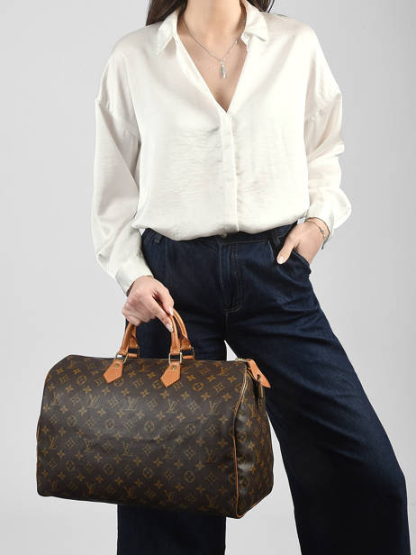 Preloved Speedy 40 Monogram Handtas Canvas En Leder Louis vuitton Bruin second life 4O756WUA ander zicht 1